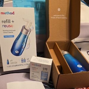 Method, REFILL & REUSE Foaming Hand Wash Concentrate Kit.2 Refills & Bottle. New